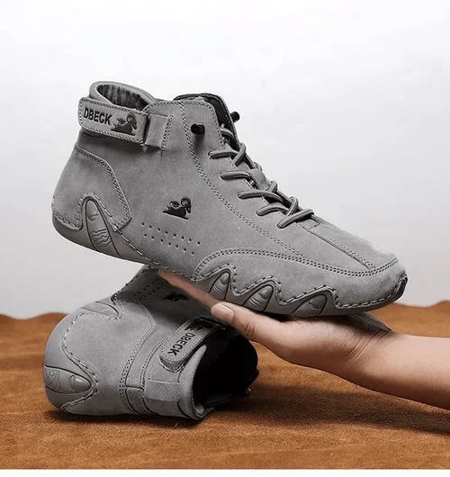 Bottes italiennes en daim faites main avec fermeture velcro