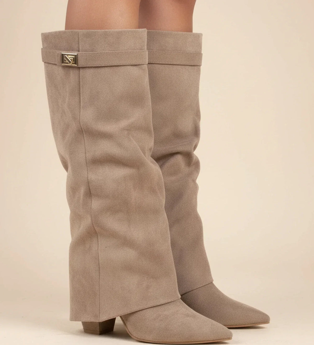 Bottes plissées jusqu'au genou sans fermeture éclair pour femme
