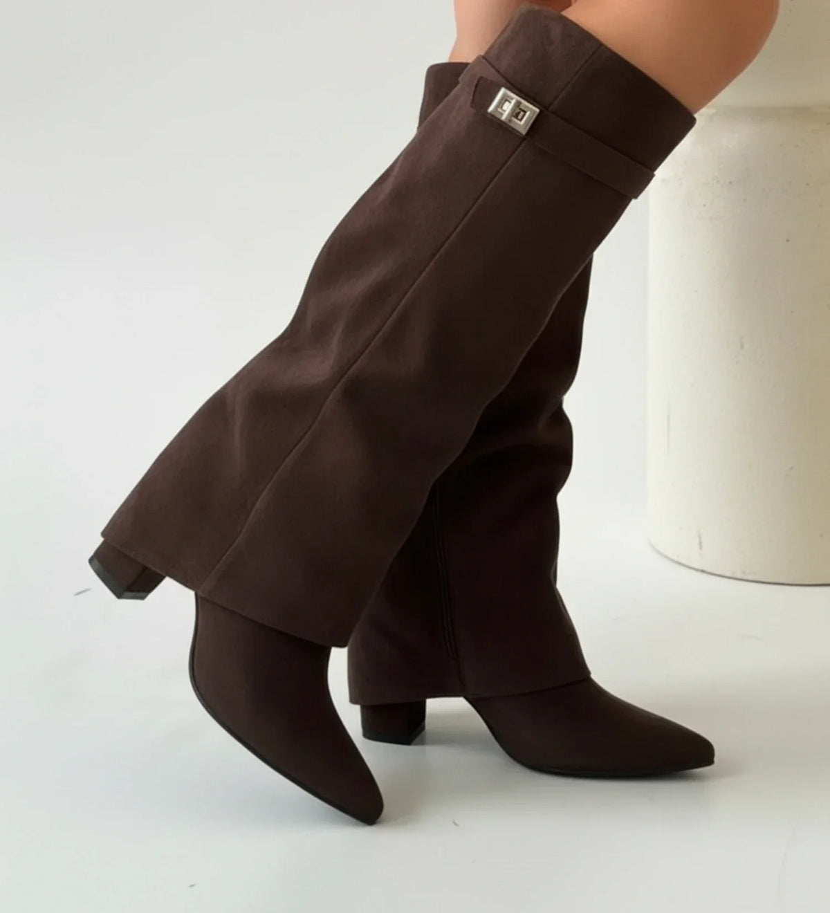 Bottes plissées jusqu'au genou sans fermeture éclair pour femme