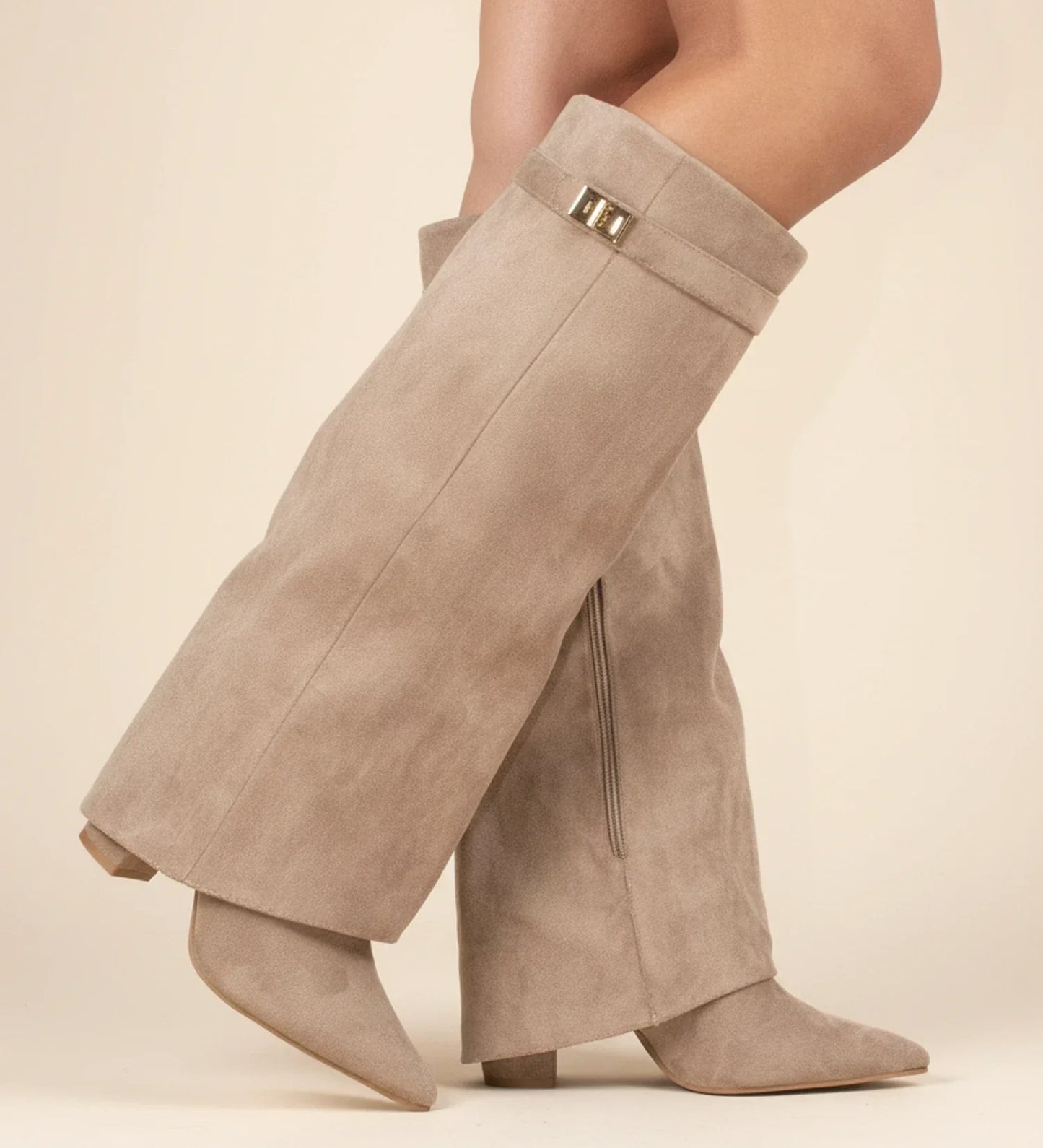 Bottes plissées jusqu'au genou sans fermeture éclair pour femme