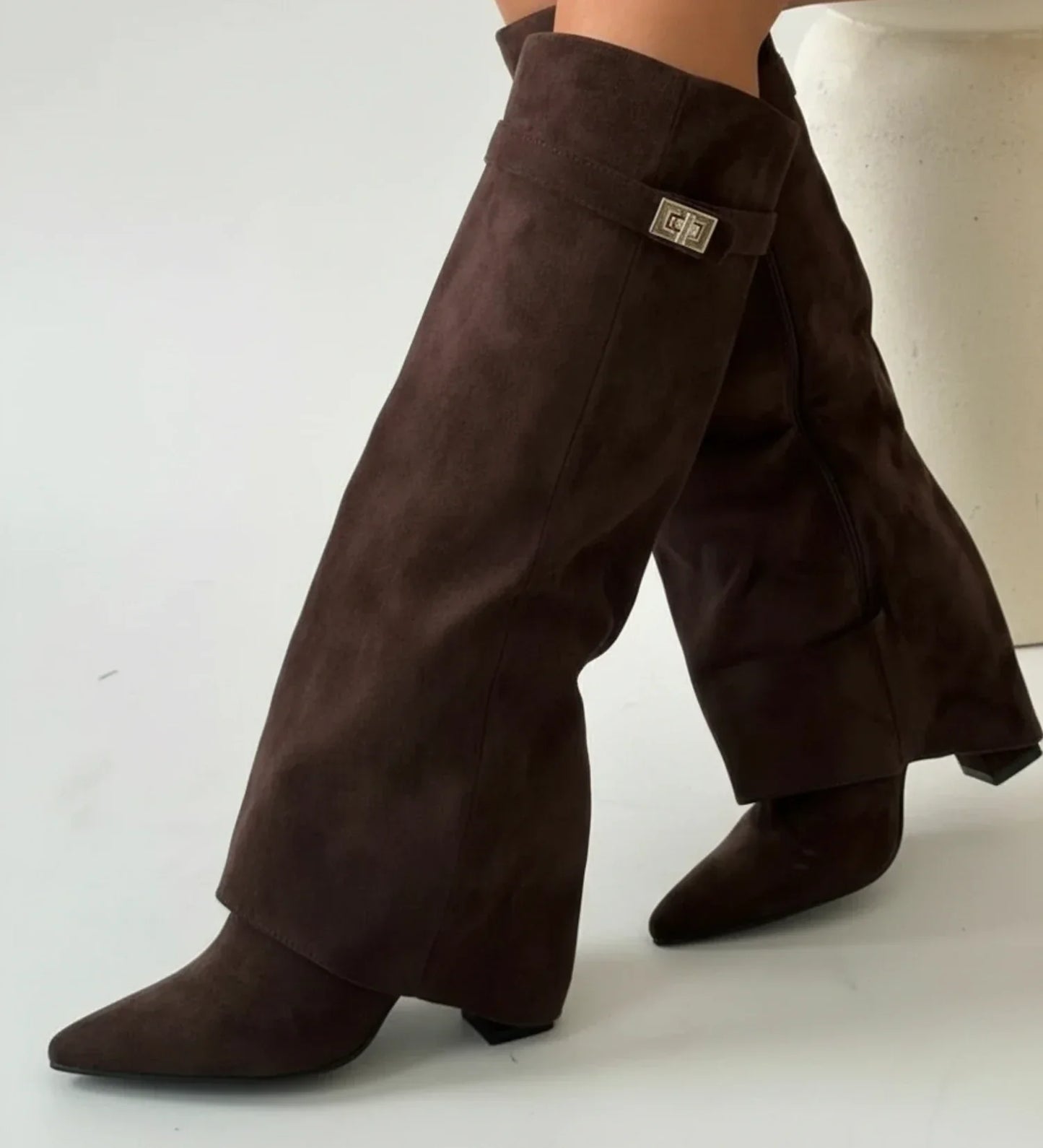 Bottes plissées jusqu'au genou sans fermeture éclair pour femme