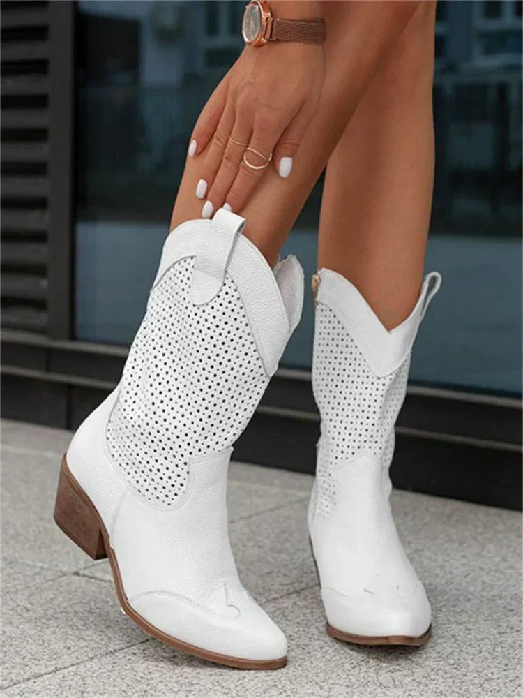 Bottes style western perforées