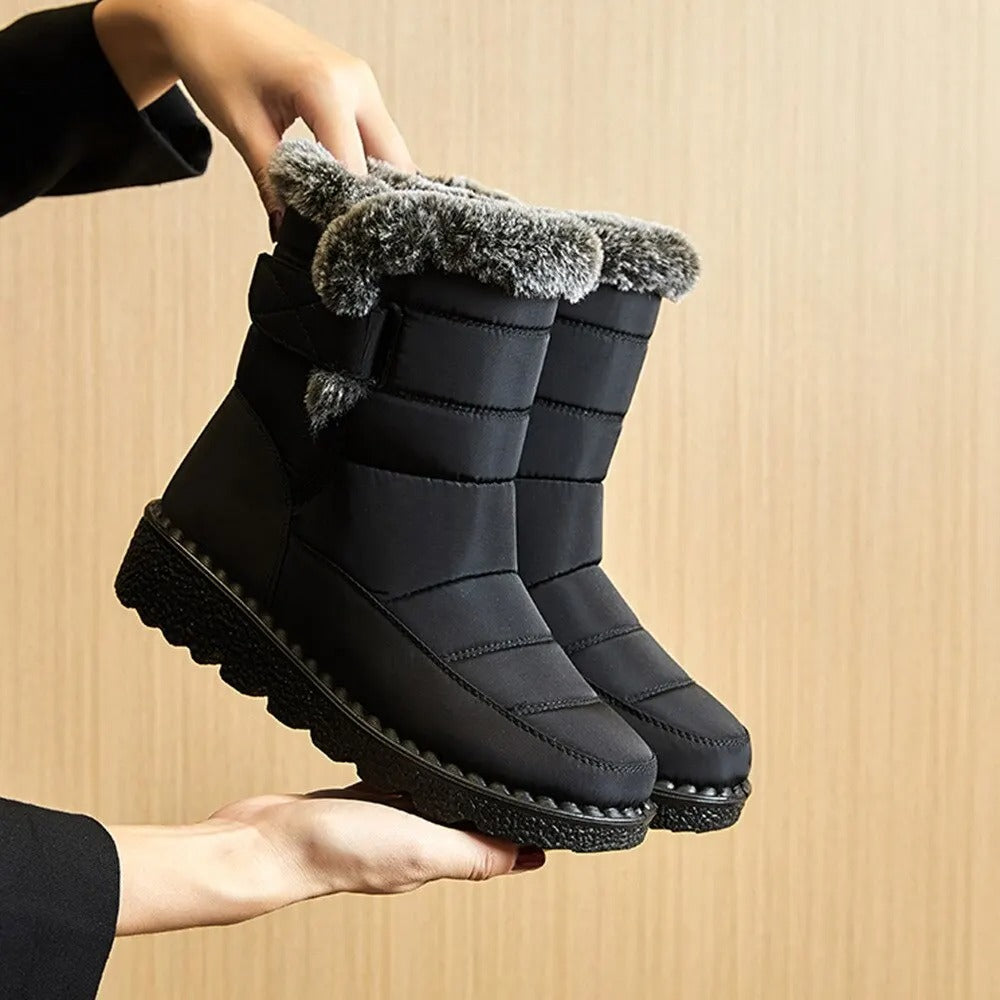 Bottines chaudes pour femme avec doublure en fausse fourrure