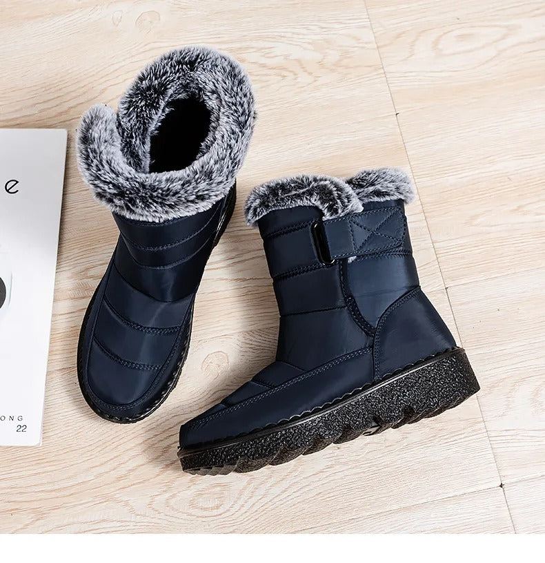 Bottines chaudes pour femme avec doublure en fausse fourrure