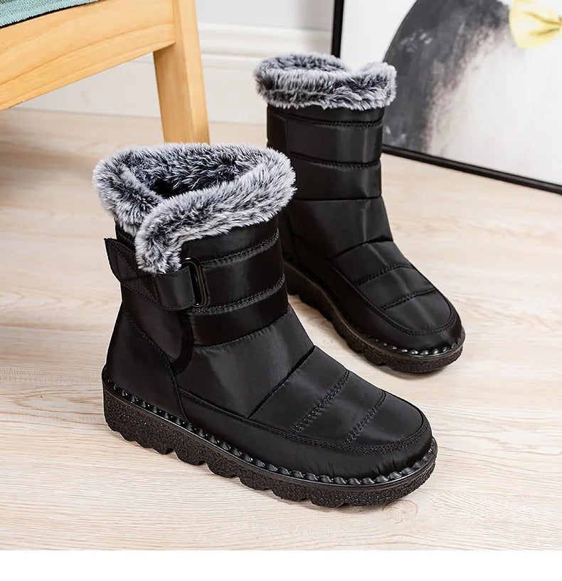 Bottines chaudes pour femme avec doublure en fausse fourrure