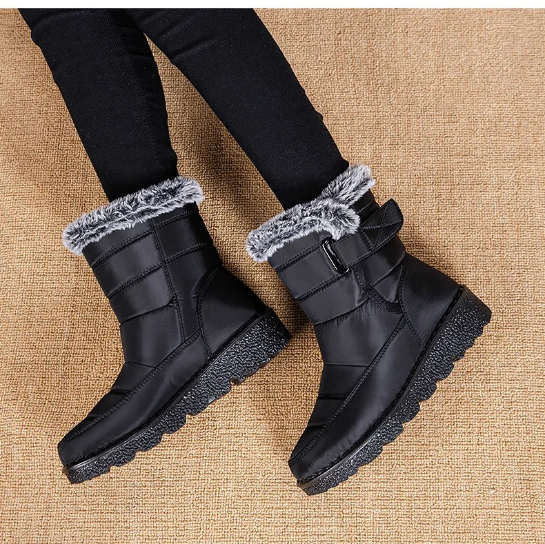 Bottines chaudes pour femme avec doublure en fausse fourrure
