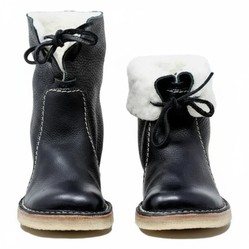 Bottines de randonnée thermiques en cuir véritable doublées de laine