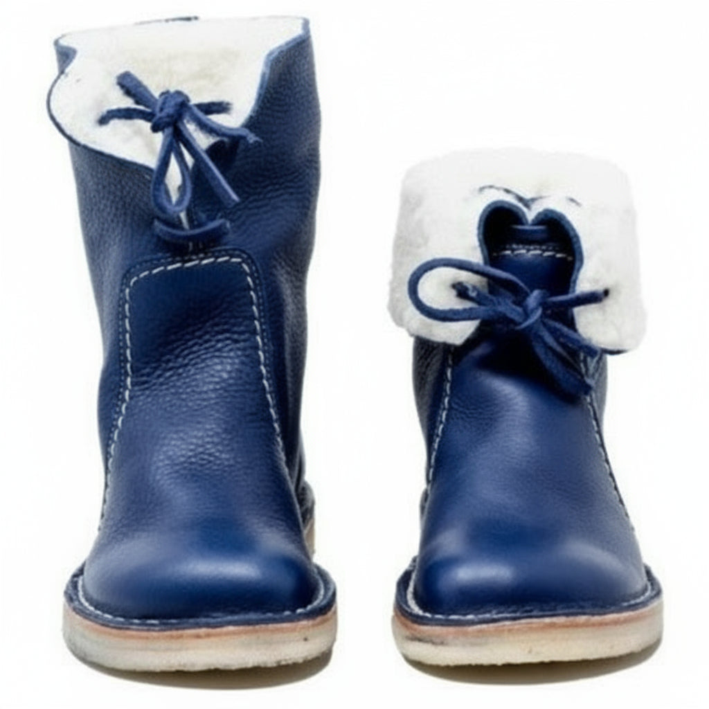 Bottines de randonnée thermiques en cuir véritable doublées de laine
