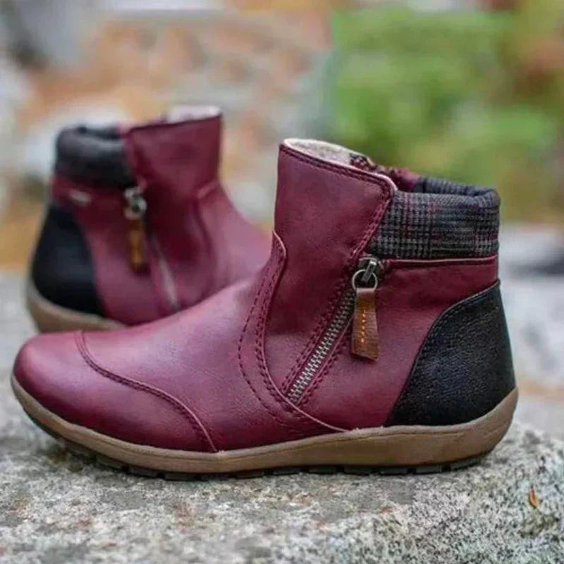 Bottines imperméables pour femme avec fermeture éclair et semelle antidérapante