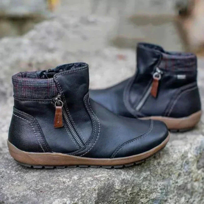 Bottines imperméables pour femme avec fermeture éclair et semelle antidérapante