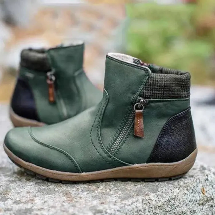 Bottines imperméables pour femme avec fermeture éclair et semelle antidérapante