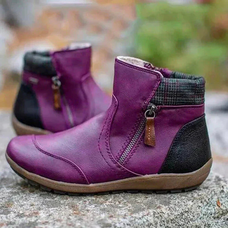 Bottines imperméables pour femme avec fermeture éclair et semelle antidérapante