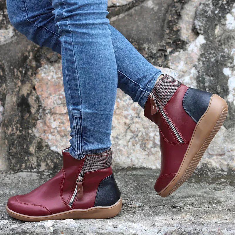 Bottines imperméables pour femme avec fermeture éclair et semelle antidérapante