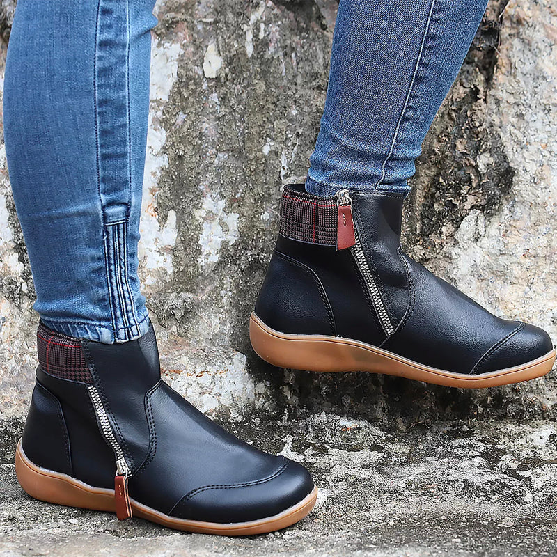 Bottines imperméables pour femme avec fermeture éclair et semelle antidérapante