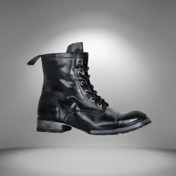 Bottines militaires en cuir à lacets avec bout renforcé pour femme