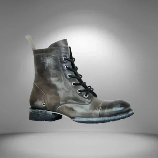 Bottines militaires en cuir à lacets avec bout renforcé pour femme