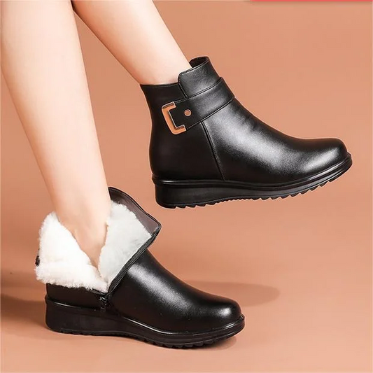 Bottines orthopédiques pour femme avec tige en cuir et semelle de soutien