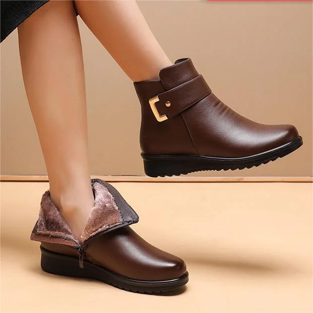 Bottines orthopédiques pour femme avec tige en cuir et semelle de soutien