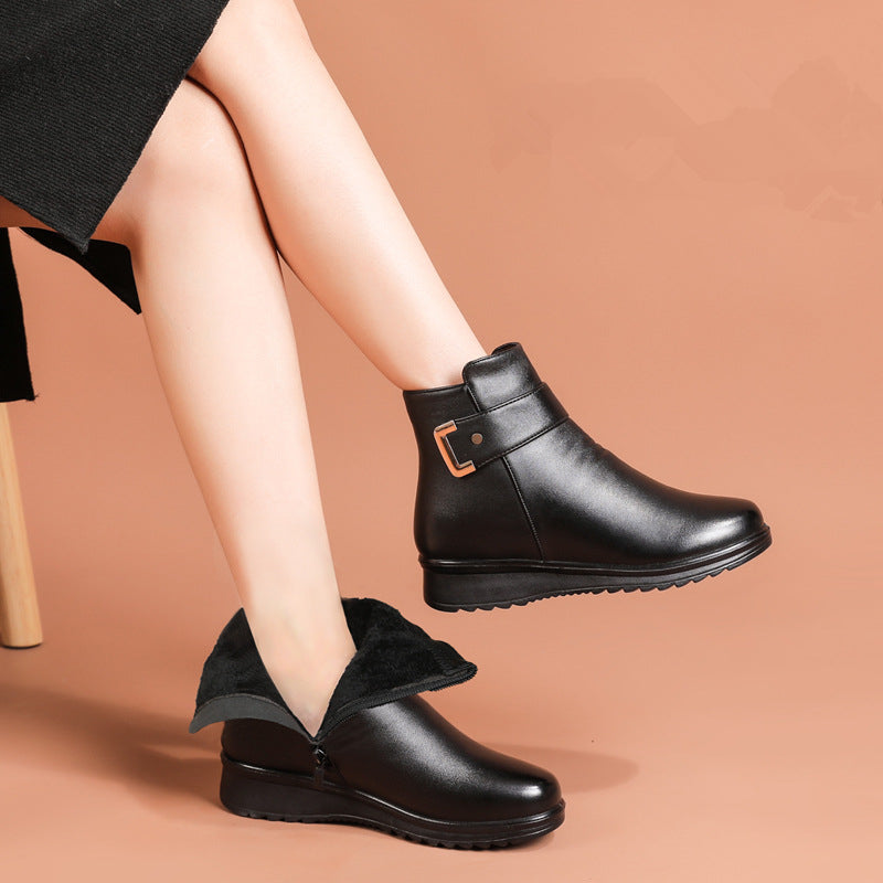 Bottines orthopédiques pour femme avec tige en cuir et semelle de soutien