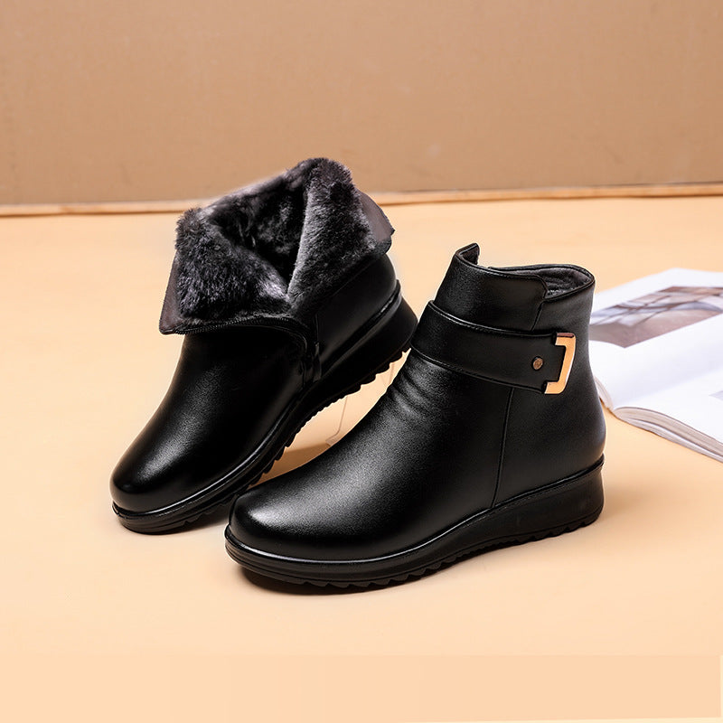 Bottines orthopédiques pour femme avec tige en cuir et semelle de soutien