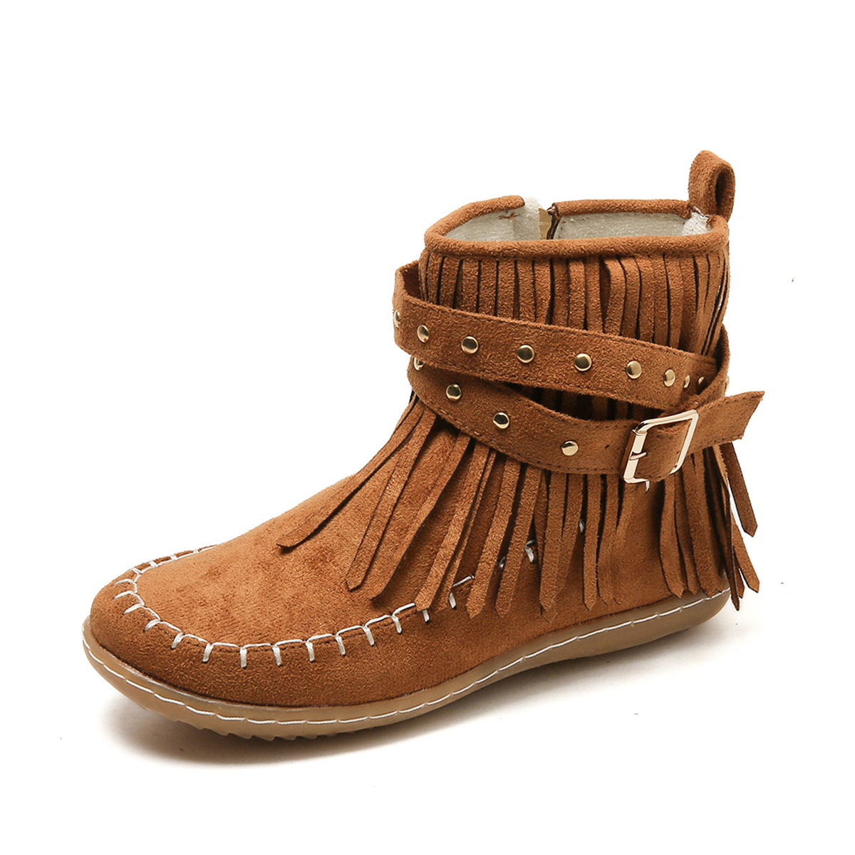Bottines pour femme à franges et boucle