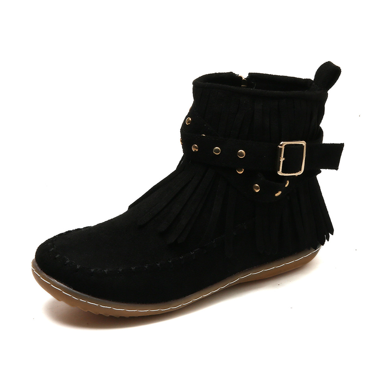 Bottines pour femme à franges et boucle
