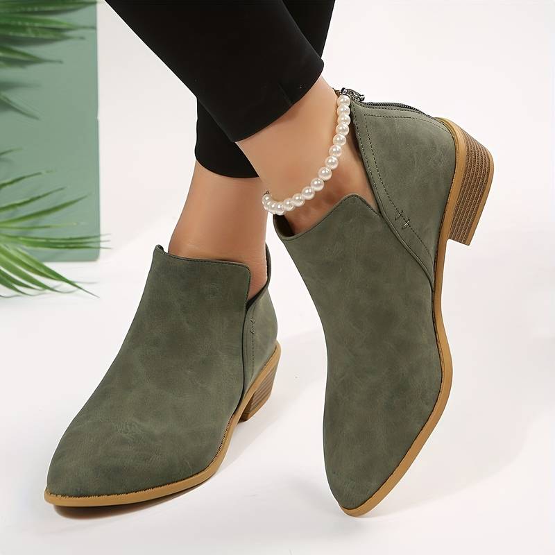Bottines pour femme à petit talon et découpe en V