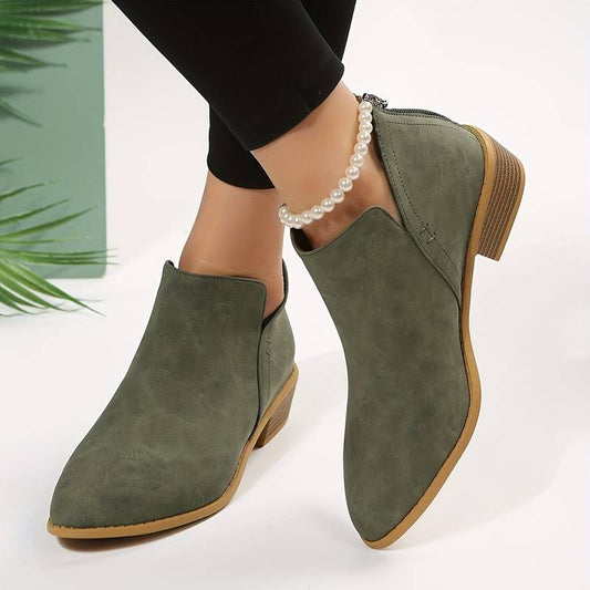 Bottines pour femme à petit talon et découpe en V