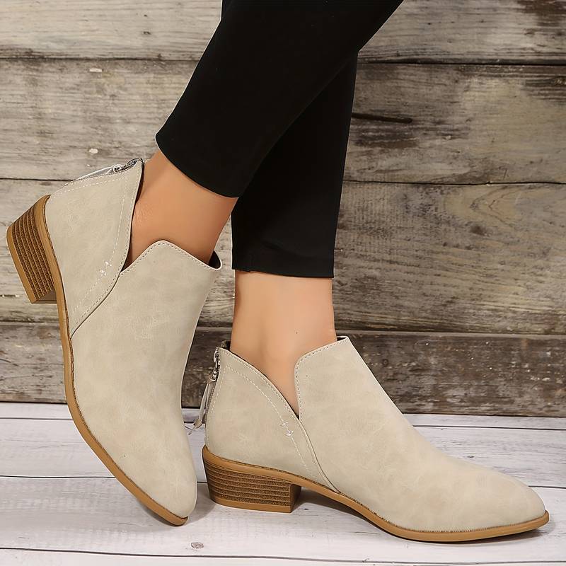 Bottines pour femme à petit talon et découpe en V