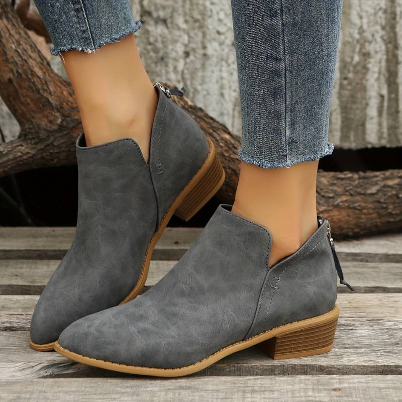 Bottines pour femme à petit talon et découpe en V