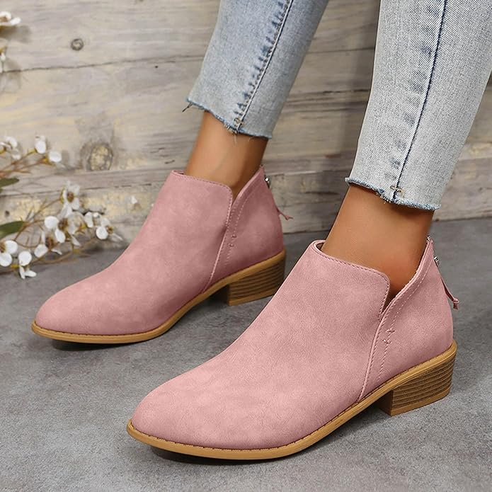 Bottines pour femme à petit talon et découpe en V