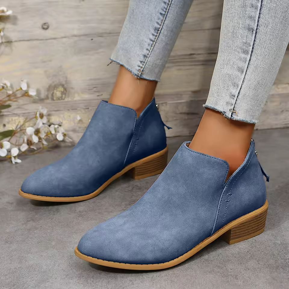 Bottines pour femme à petit talon et découpe en V
