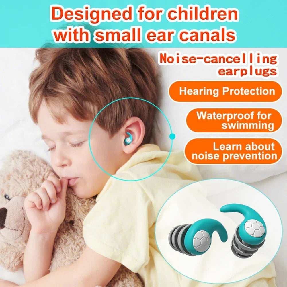 Bouchons d'oreilles en silicone pour enfant pour natation et réduction du bruit