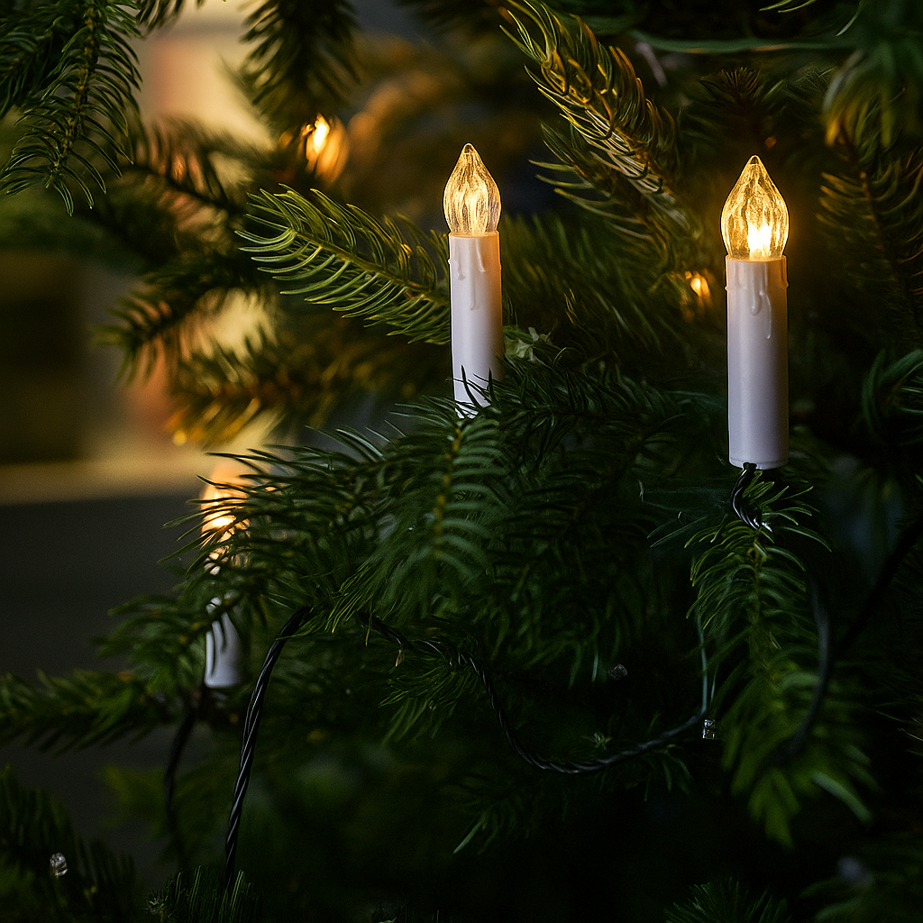 Bougies LED blanc chaud – Décoration de Noël classique pour sapin