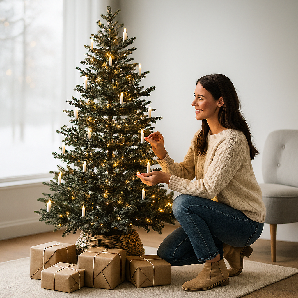 Bougies LED blanc chaud – Décoration de Noël classique pour sapin