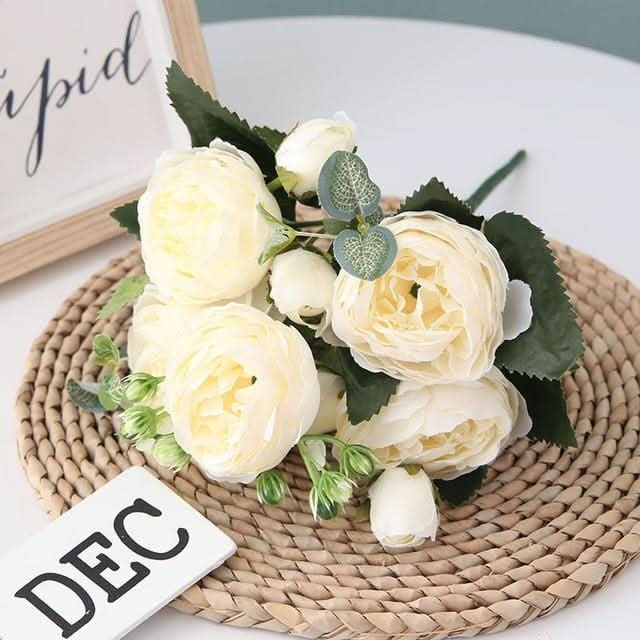 Bouquet de pivoines artificielles avec fleurs et boutons