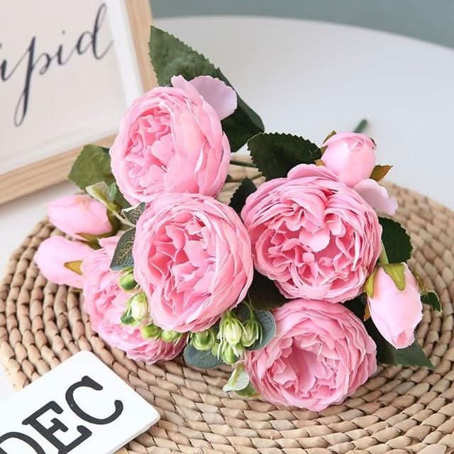 Bouquet de pivoines artificielles avec fleurs et boutons