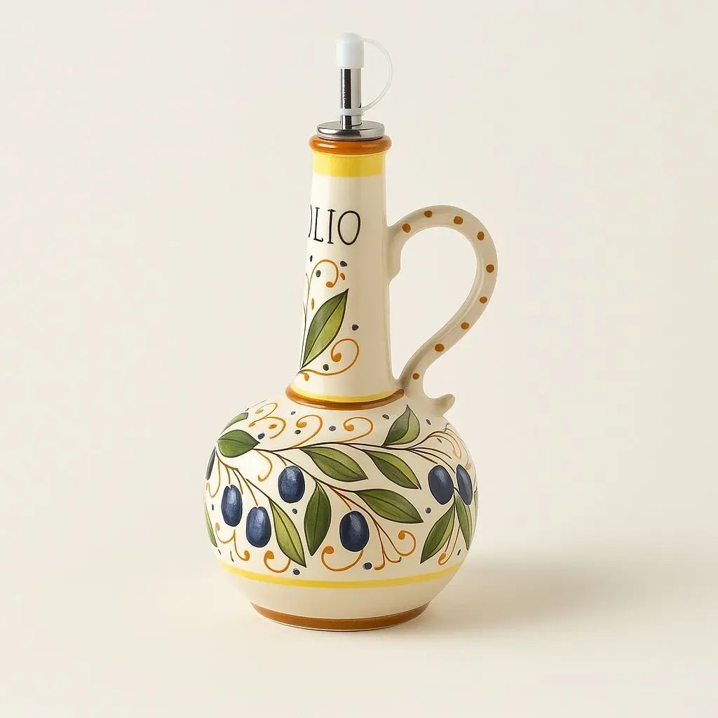 Bouteille en céramique toscane pour huile d'olive et vinaigre