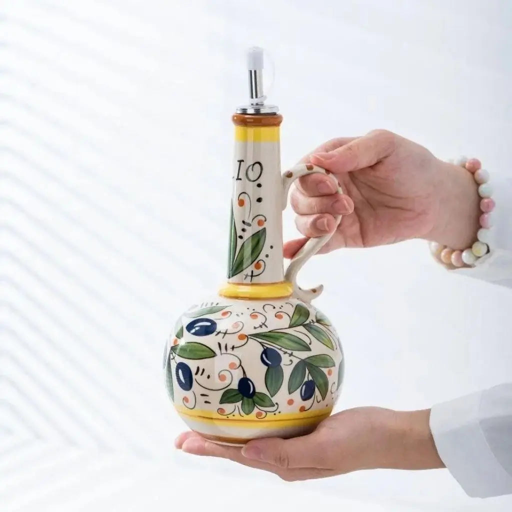 Bouteille en céramique toscane pour huile d'olive et vinaigre