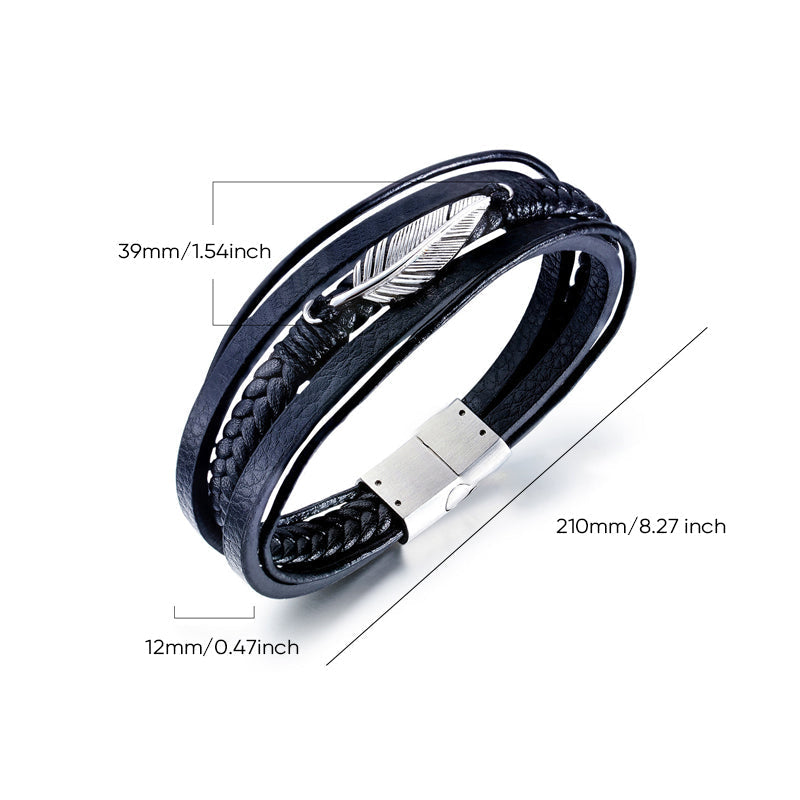 Bracelet avec motif plume et acier