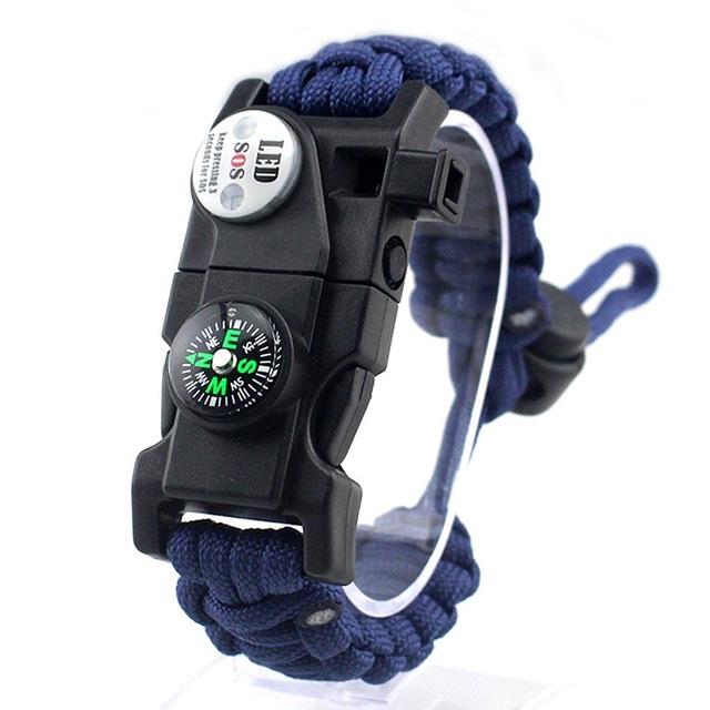 Bracelet de survie en paracorde avec boussole intégrée et allume-feu pour camping et randonnée