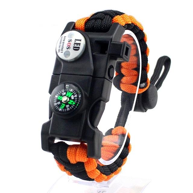 Bracelet de survie en paracorde avec boussole intégrée et allume-feu pour camping et randonnée
