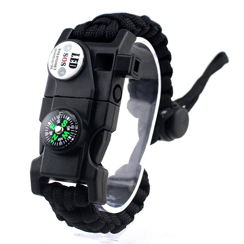 Bracelet de survie en paracorde avec boussole intégrée et allume-feu pour camping et randonnée