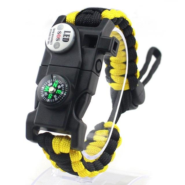 Bracelet de survie en paracorde avec boussole intégrée et allume-feu pour camping et randonnée
