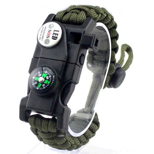 Bracelet de survie en paracorde avec boussole intégrée et allume-feu pour camping et randonnée