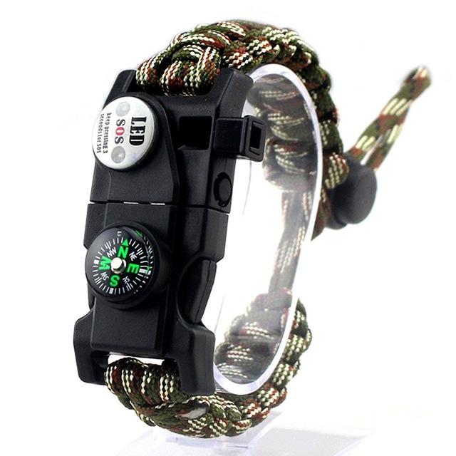 Bracelet de survie en paracorde avec boussole intégrée et allume-feu pour camping et randonnée