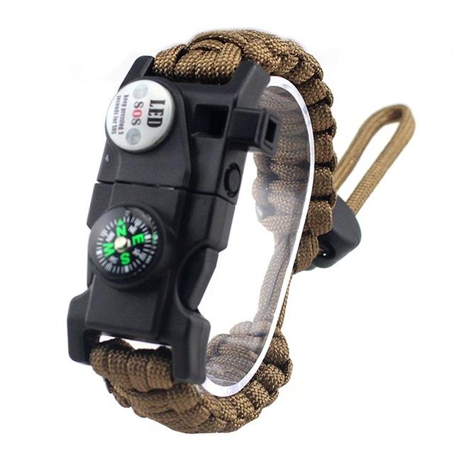 Bracelet de survie en paracorde avec boussole intégrée et allume-feu pour camping et randonnée