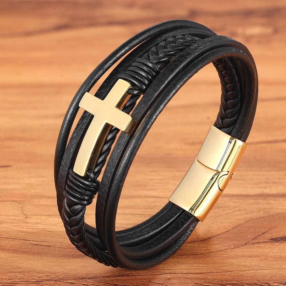 Bracelet en cuir avec croix