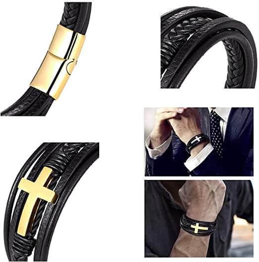 Bracelet en cuir avec croix