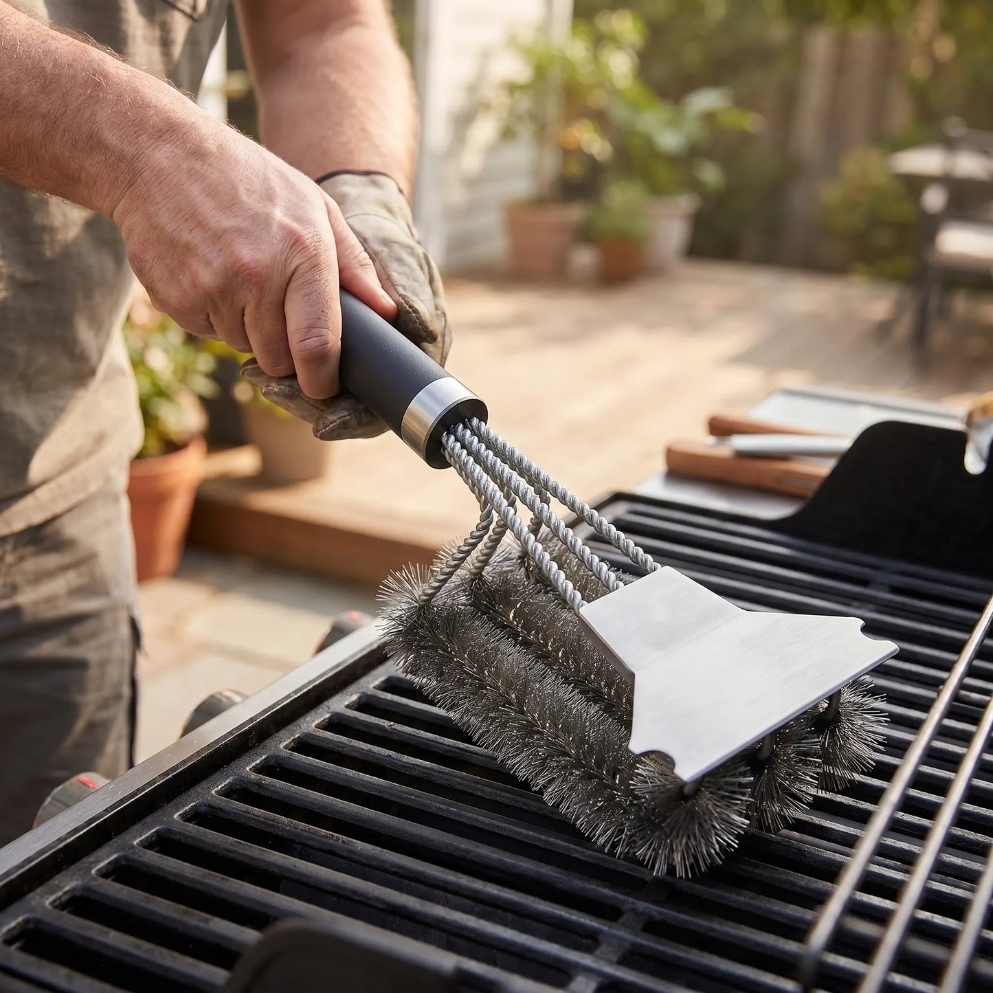 Brosse de nettoyage pour barbecue d'extérieur